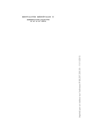 Mentalités médiévales. Représentations collectives du XIe au XVe siècle