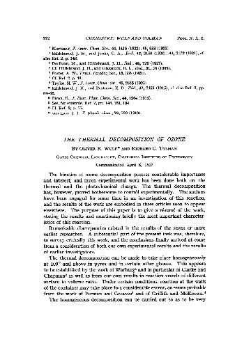 The Thermal Decomposition of Ozone
