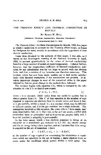 The Thomson Effect and Thermal Conduction in Metals