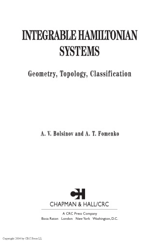 Integrable Hamiltonian systems: geometry, topology, classification