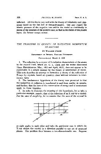 The Transfer in Quanta of Radiation Momentum to Matter