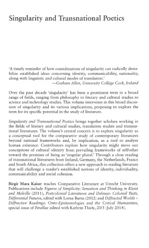 Singularity and Transnational Poetics