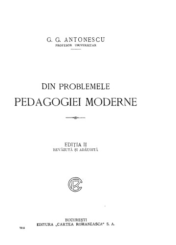 Din problemele pedagogiei moderne
