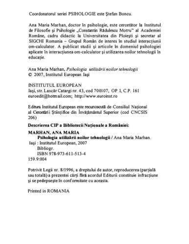 Psihologia utilizarii noilor tehnologii