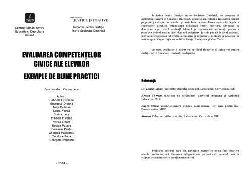 Evaluarea competentelor civice ale elevilor. Exemple de bune practici