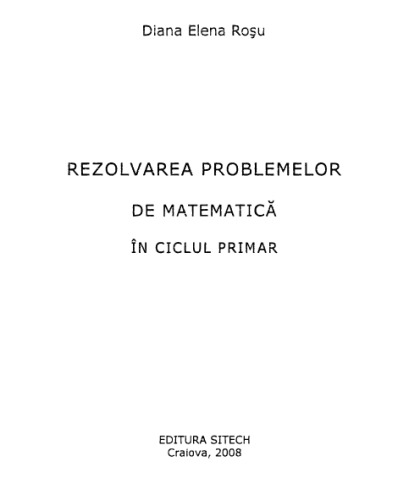 Rezolvarea problemelor de matematica in ciclul primar