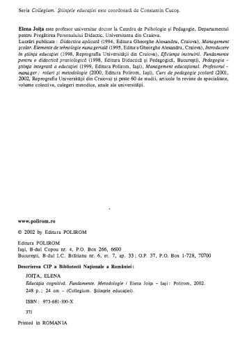 Educatia cognitiva: Fundamente. Metodologie
