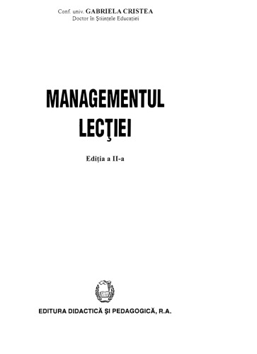 Gabriela Cristea - Managementul lectiei - EDP (2007)