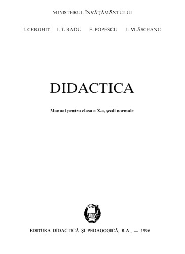 Ioan Cerghit et al. Didactica Manual cls. X - EDP (1996)