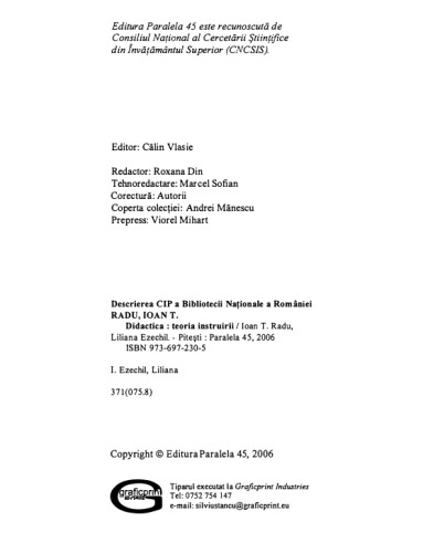 Ioan T. Radu - Didactica Teoria instruirii - Paralela45 (2006)
