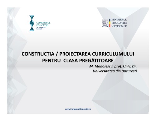 Marin Manolescu - Constructia-proiectarea curriculumului pentru clasa pregatitoare