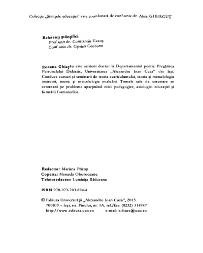 Roxana Ghiatau - Etica profesiei didactice - AL.I.CUZA 2013