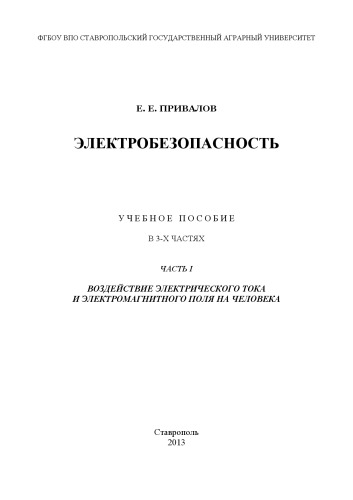 Электробезопасность. В 3 ч. Ч. І. Воздействие электрического тока и электромагнитного поля на человека