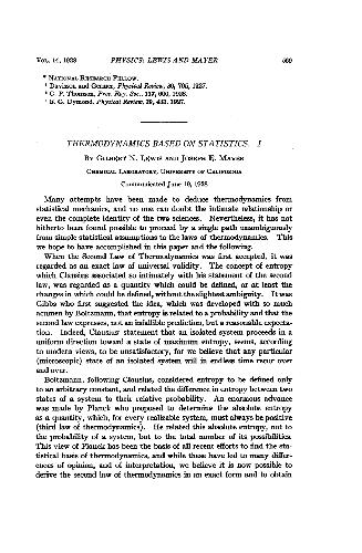 Thermodynamics Based on Statistics I