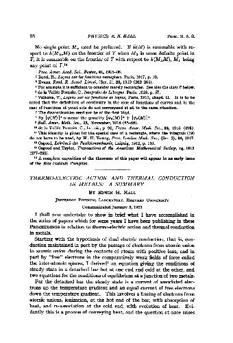 Thermo-Electric Action and Thermal Conduction in Metals A Summary