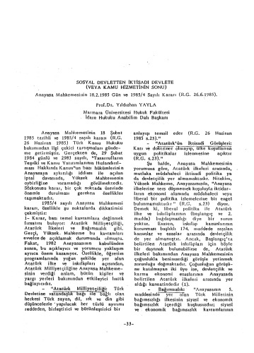 Sosyal Devletten iktisadi Devlete veya Kamu Hizmetinin Sonu