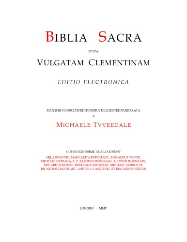 BIBLIA SACRA JUXTA VULGATAM CLEMENTINAM