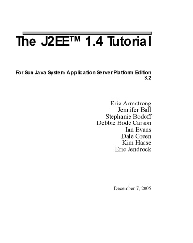 The J2EE 1.4 Tutorial