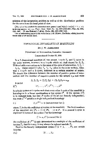 Topological Invariants of Manifolds
