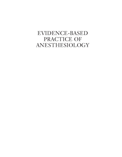 Evidence-Based Practice of Anesthesiology
