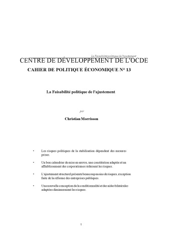 La Faisabilité politique de l'ajustement