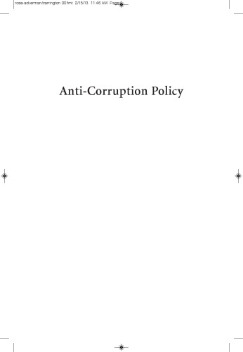 Anti-Corruption Policy: Can International Actors Play a Constructive Role?