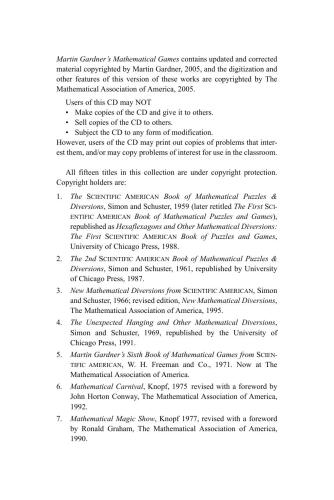 Martin Gardner's Mathematical Games: The Entire Collection of His Scientific American Columns on one CD