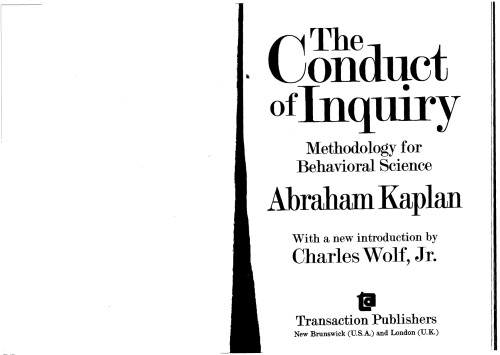 The Conduct of Inquiry: Methodology for Behavioral Science