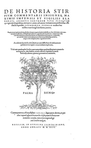 De historia stirpium commentarii insignes, maximis impensis et vigiliis elaborati