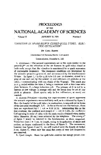 Vibration in Spark-Blown Closed Quill Tubes Electric Oscillation