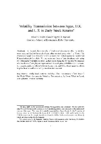Volatility Transmission between Japan, U.K. and U.S. in Daily Stokc Returns