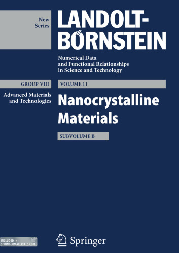 Nanocrystalline Materials, Part B: Advanced Materials and Technologies
