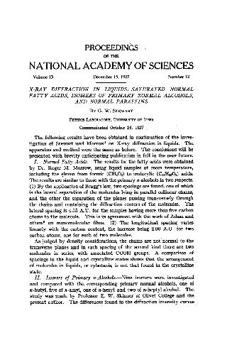X-Ray Diffraction in Liquids Saturated Normal Fatty Acids. Isomers of Primary Normal Alcohols and Normal Paraffins