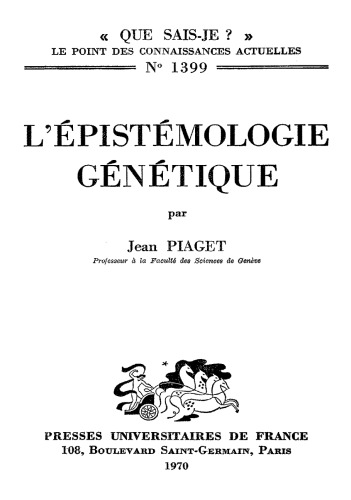 L'épistémologie génétique