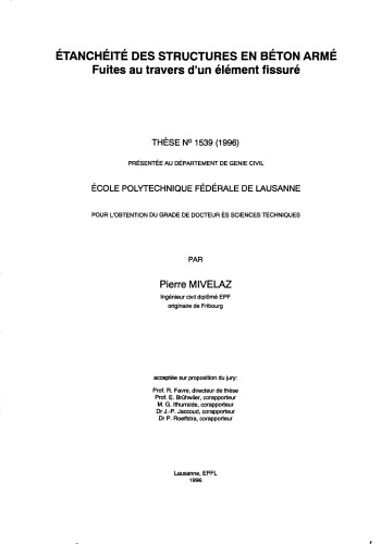 ÉTANCHÉITÉ DES STRUCTURES EN BÉTON ARMÉ