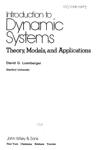 Introduction to dynamic systems: theory, models, and applications