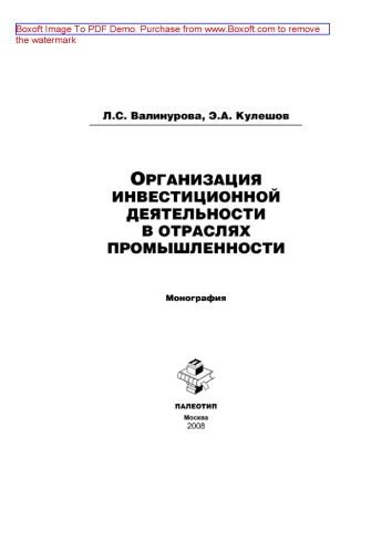 Организация инвестиционной деятельности в отраслях промышленности
