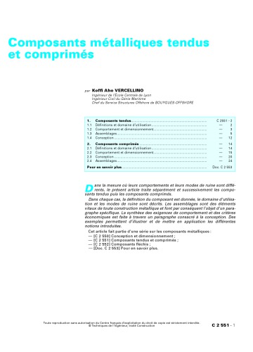 C 2551 Composants metalliques tendus et comprimes