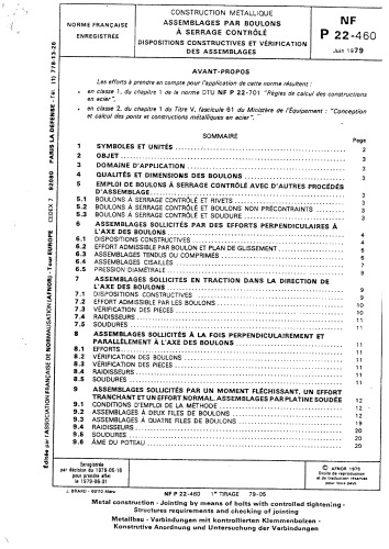 NF-P-22-460-Assemblages par boulons