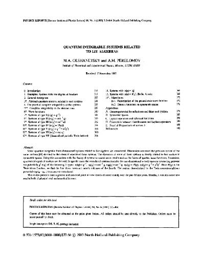 Quantum integrable systems related to Lie algebras
