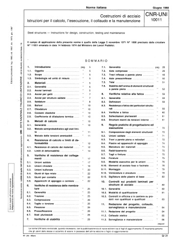 Costruzioni in acciaio - Istruzioni per il calcolo, l'esecuzione, il collaudo e la manutenzione
