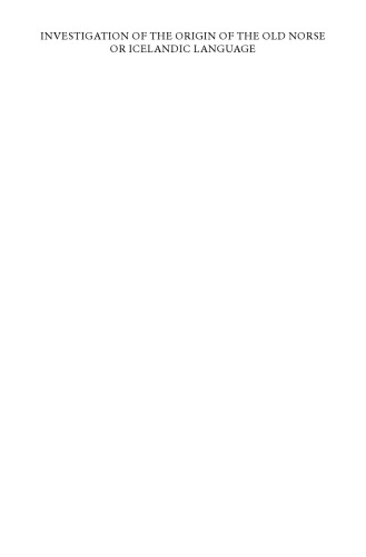 Investigation of the Origin of the Old Norse or Icelandic Language