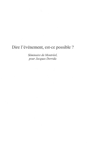 Dire l'evenement, est-ce possible ?