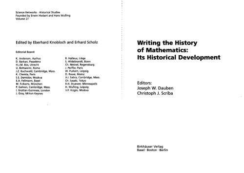Writing the History of Mathematics: Its Historical Development
