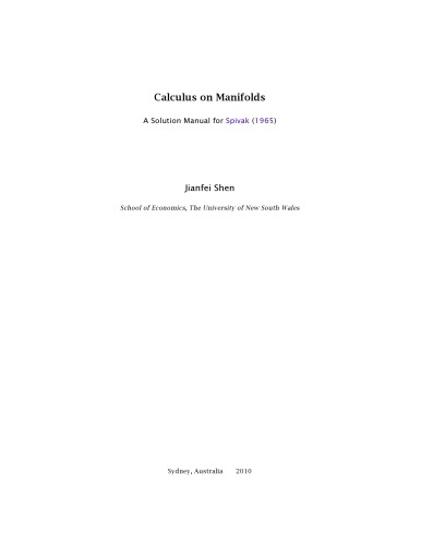 Calculus on manifolds. A Solution Manual for Spivak