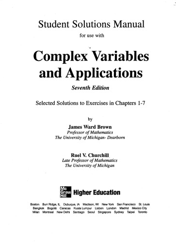 Student Solutions Manual to accompany Complex Variables and Applications