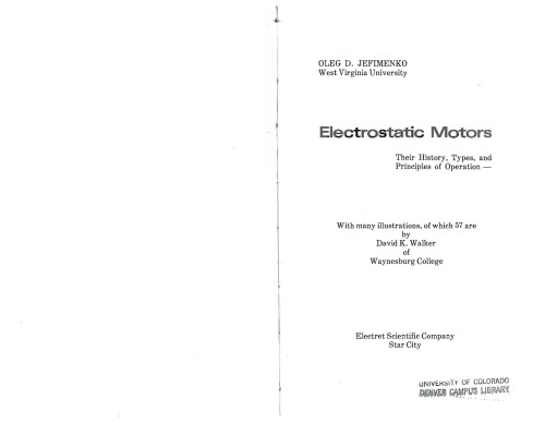 Electrostatic motors; their history, types, and principles of operation
