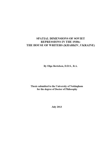 Spatial dimensions of Soviet repressions in the 1930s : the House of Writers (Kharkiv, Ukraine).
