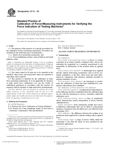 ASTM E74-2002(Calibration Of Force Measuring Iinstruments)