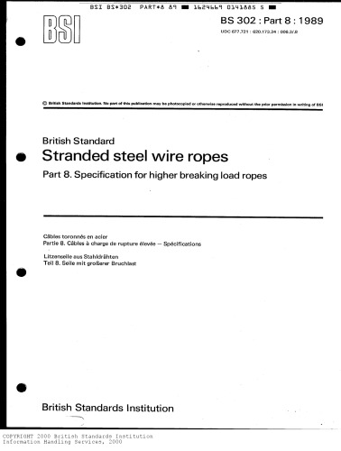 BS 302-PART8-SPECIFICATION FOR HIGHER BREAKING LOAD WIRES